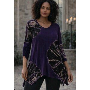 Thomas Olivia Asymmetrical Night Out Event Blouse Bling Size Medium Purple Black